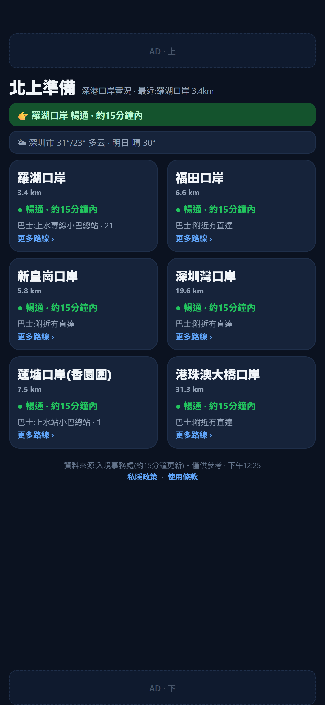 首頁:口岸實時狀態同建議